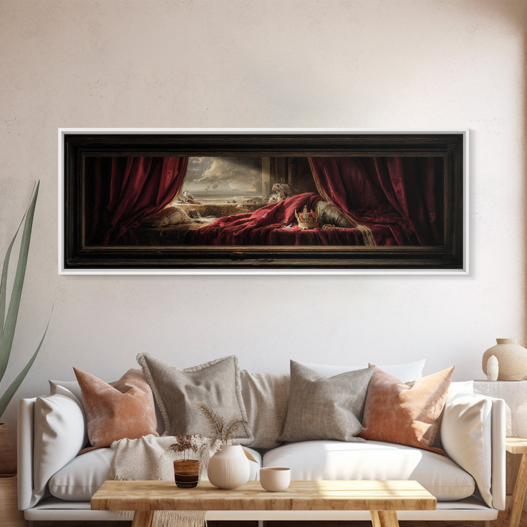 Dark Red Velvet Canvas Print, Baroque Art, Art Nouveau Decor, Living Room Decor, Fine Art, Ornate, Art Print, Textured Painting, BAO-3x1-39
