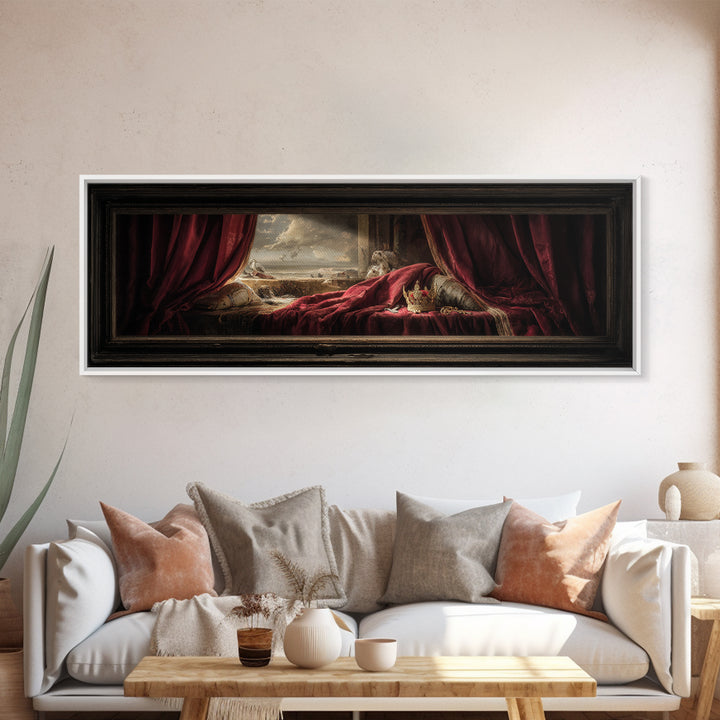 Dark Red Velvet Canvas Print, Baroque Art, Art Nouveau Decor, Living Room Decor, Fine Art, Ornate, Art Print, Textured Painting, BAO-3x1-39