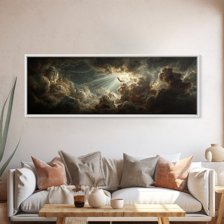 Angelic Hand Reaching Through Clouds Canvas Print, Baroque Art, Printable Art, Living Room Decor, Oil Painting, Ornate, BAO-3x1-61