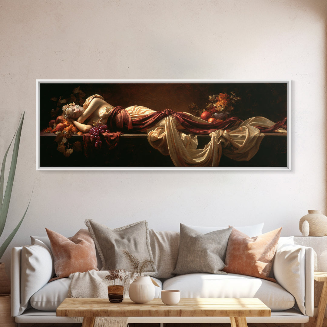 Mythic Goddess Figure Canvas Print, Baroque Art, Statement Artwork, Living Room Decor, Fine Art, Ornate, Painting, BAO-3x1-78