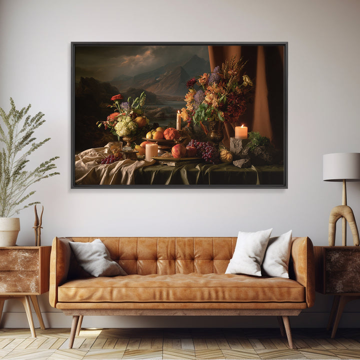 Theatrical Stormy Landscape Framed Canvas Print, Baroque Art, Room Decor, Living Room Decor, Oil Painting, Ornate, BAO-3x2-14