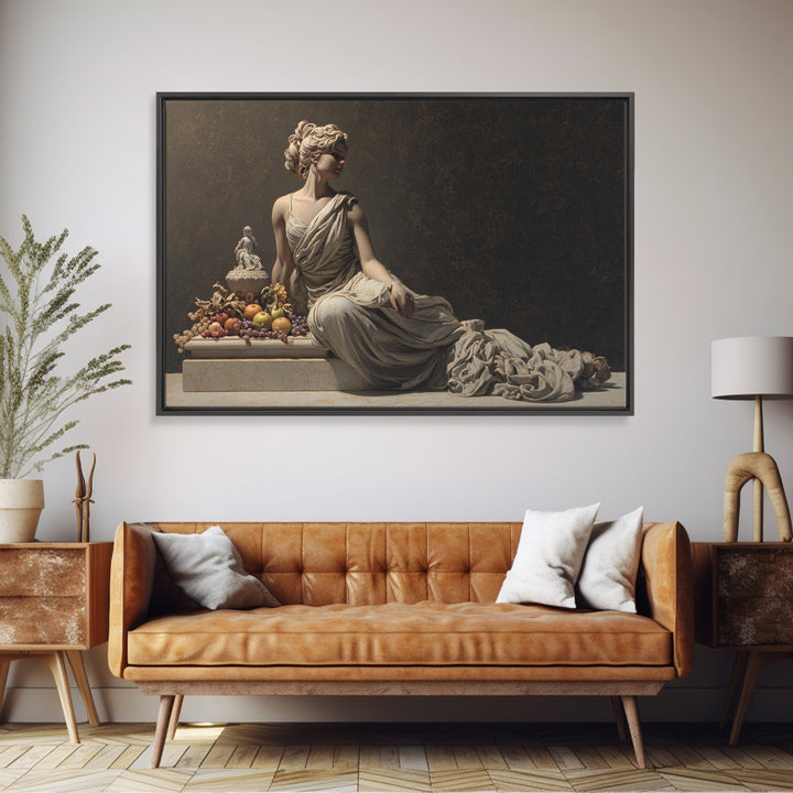Mythic Goddess Figure Framed Canvas Print, Baroque Art, Textured Painting, Living Room Decor, Fine Art, Ornate, Printable Art, BAO-3x2-18