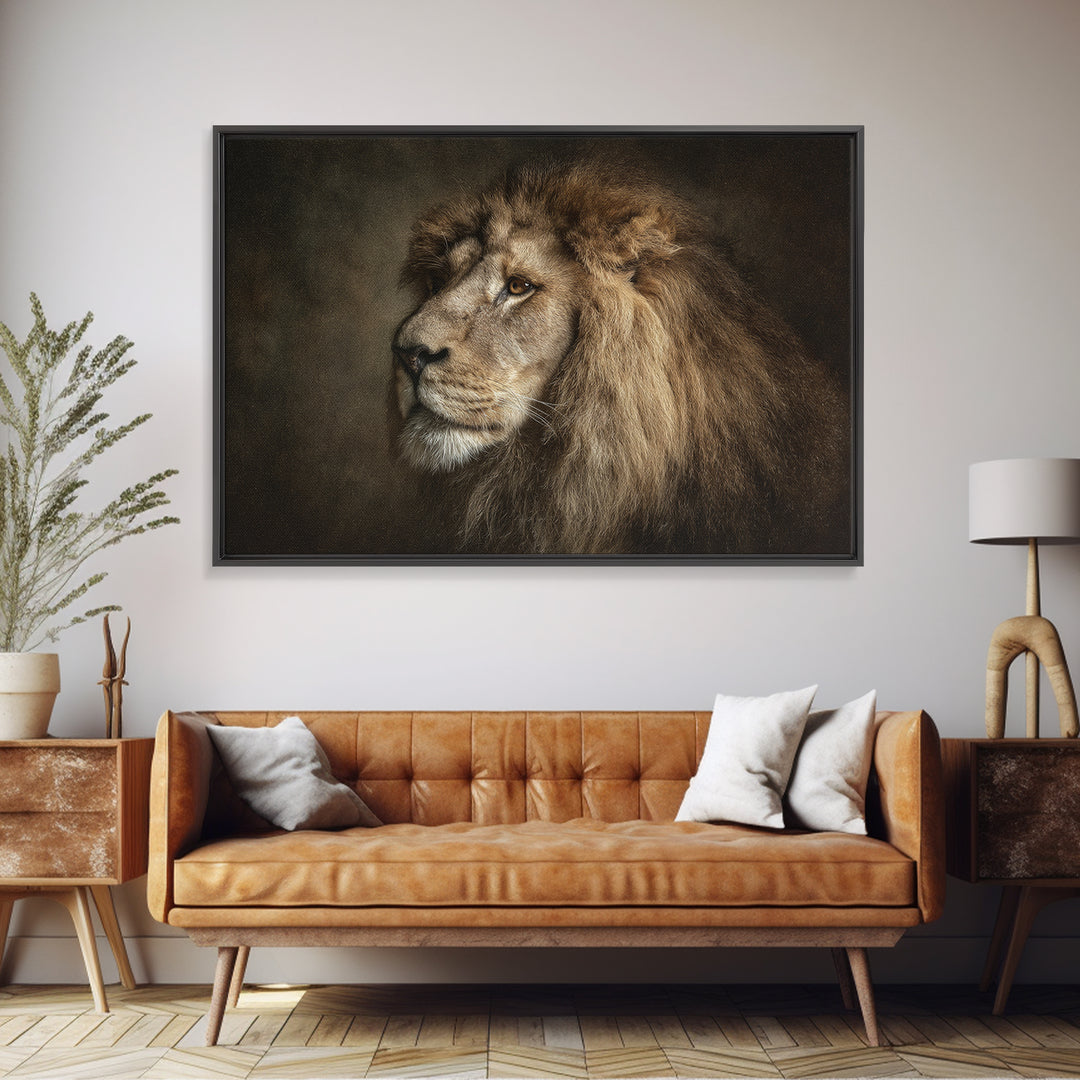 Royal Lion Portrait Canvas Print, Baroque Art, Art, Living Room Decor, Fine Art, Ornate, Modern Wall Art, Living Room Wall Art, BAO-3x2-21