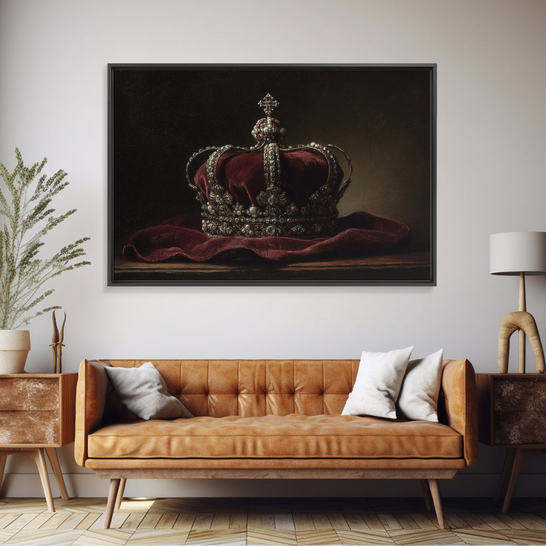 Dark Red Velvet Framed Canvas Print, Baroque Art, Textured Painting, Living Room Decor, Fine Art, Ornate, Printable Art, BAO-3x2-27