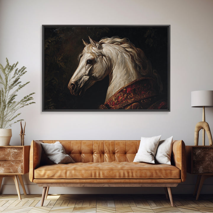 Dramatic Horse Portrait Framed Canvas Print, Baroque Art, Boho Decor, Living Room Decor, Fine Art, Ornate, Printable Wall Art, BAO-3x2-28