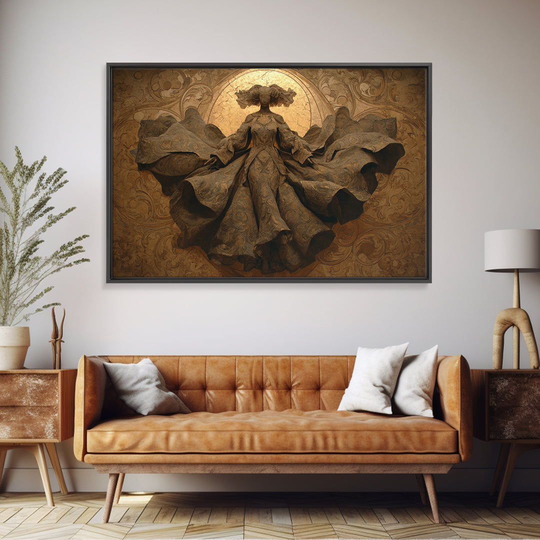 Mythic Goddess Figure Canvas Print, Baroque Art, Art, Living Room Decor, Oil Painting, Ornate, Modern Wall Art, BAO-3x2-42