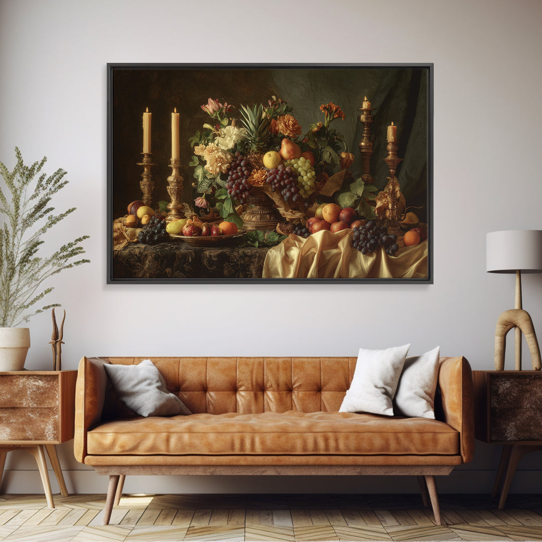 Lavish Banquet Fruit Composition Canvas Print, Baroque Art, Art, Living Room Decor, Fine Art, Ornate, Modern Wall Art, BAO-3x2-48