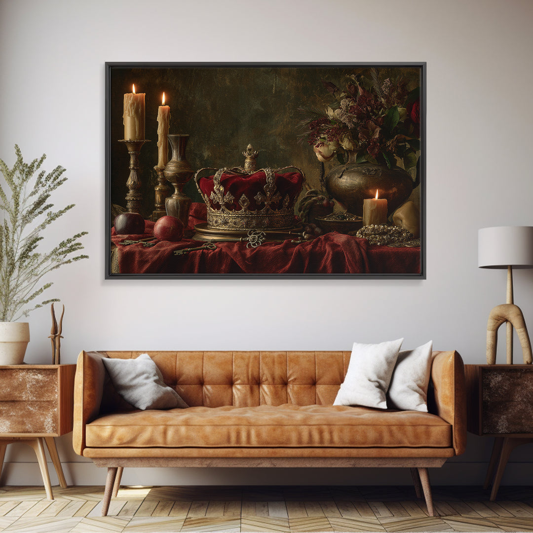 Dark Red Velvet Canvas Print, Baroque Art, Art, Living Room Decor, Fine Art, Ornate, Modern Wall Art, Living Room Wall Art, BAO-3x2-51