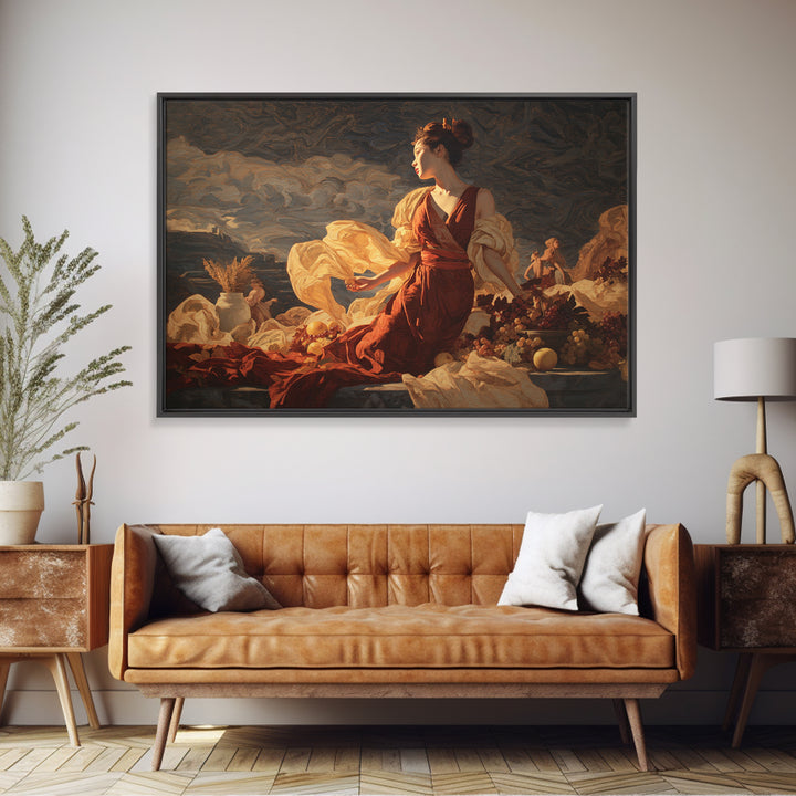 Mythic Goddess Figure Canvas Print, Baroque Art, Art, Living Room Decor, Oil Painting, Ornate, Modern Wall Art, BAO-3x2-66