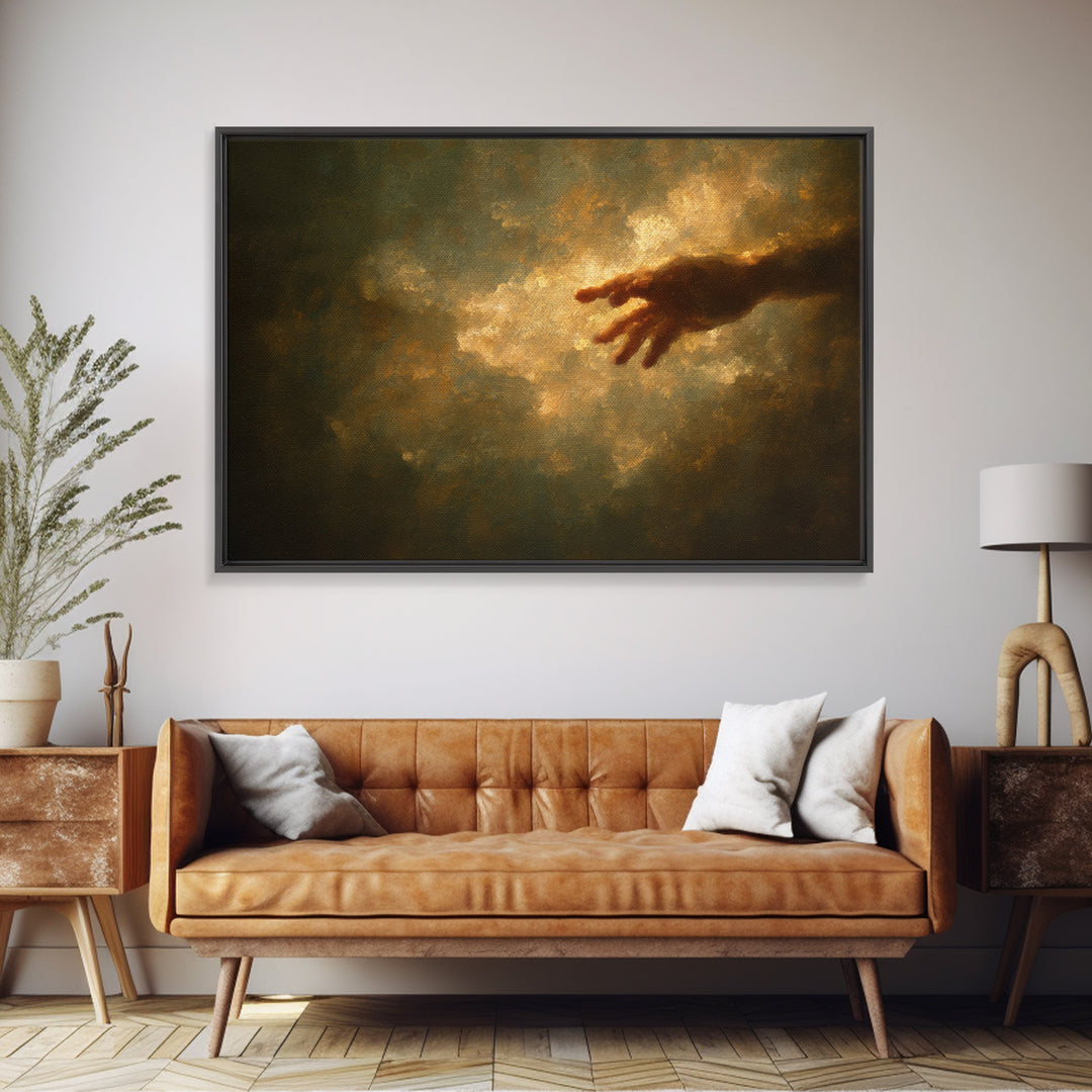 Angelic Hand Reaching Through Clouds Canvas Print, Baroque Art, Printable Art, Living Room Decor, Ornate, Gallery Wall, BAO-3x2-73