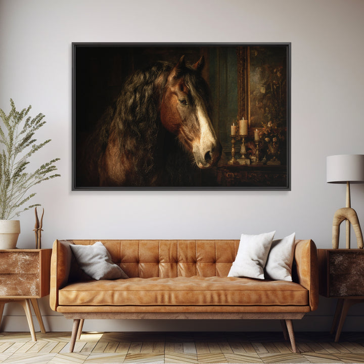 Dramatic Horse Portrait Canvas Print, Baroque Art, Printable Art, Living Room Decor, Ornate, Gallery Wall, Dark Academia Art, BAO-3x2-76