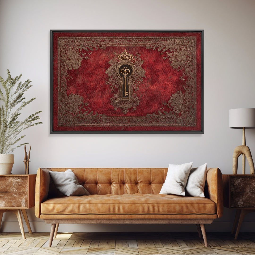 Dark Red Velvet Framed Canvas Print, Baroque Art, Eclectic Wall Art, Living Room Decor, Fine Art, Ornate, Gallery Decor, BAO-3x2-99