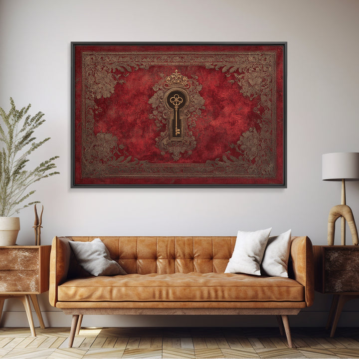 Dark Red Velvet Framed Canvas Print, Baroque Art, Eclectic Wall Art, Living Room Decor, Fine Art, Ornate, Gallery Decor, BAO-3x2-99