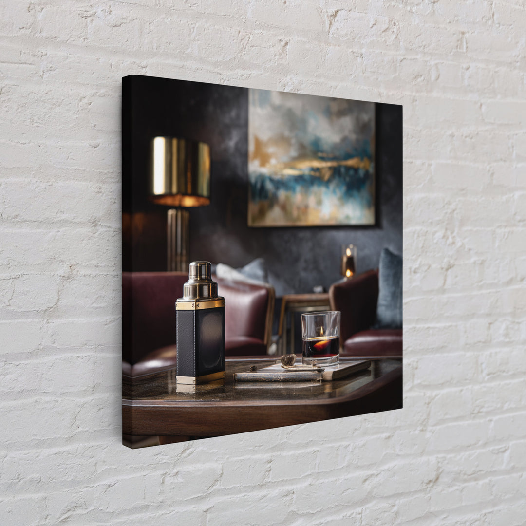 Speakeasy Key and Cocktail Shaker Composition Framed Canvas Print, Bar Art, Minimalist Decor, Bar Decor, Fine Art, BAR-1x1-88