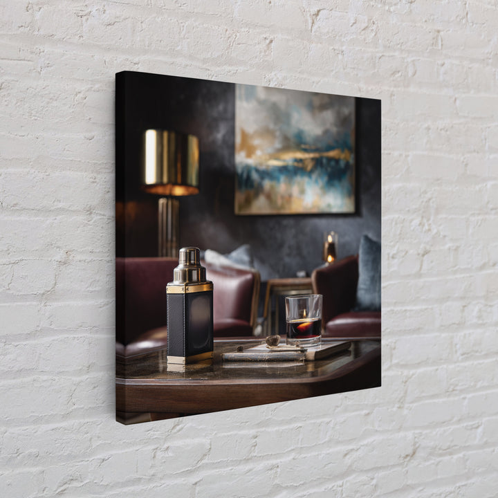Speakeasy Key and Cocktail Shaker Composition Framed Canvas Print, Bar Art, Minimalist Decor, Bar Decor, Fine Art, BAR-1x1-88