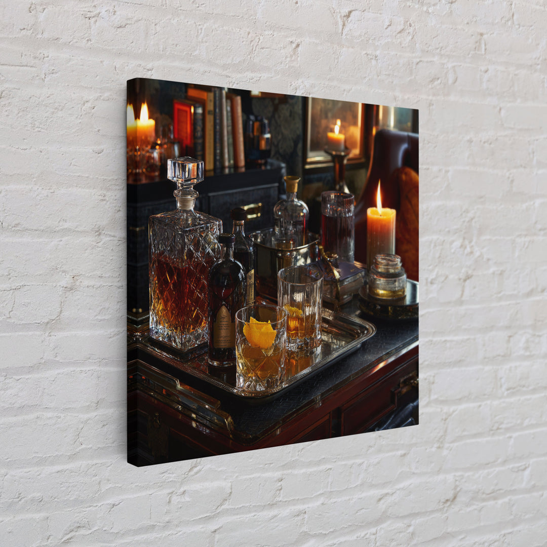 Luxury Emerald Bar Cart Arrangement Canvas Print, Bar Art, Modern Decor, Bar Decor, Fine Art, Wall Decor, Art Print, BAR-1x1-94