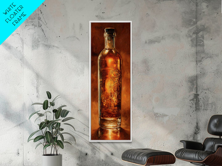 Sailor Tattoo Rum Bottle Illustration Framed Canvas Print, Bar Art, Neutral Decor, Bar Decor, Fine Art, Home Decor, BAR-1x3-75