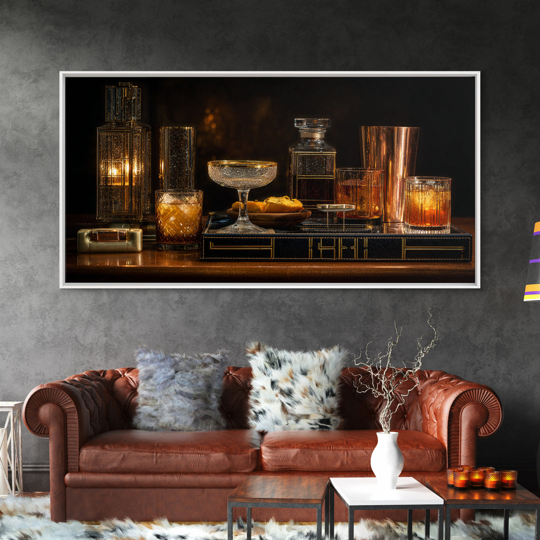 Champagne Coupe Tower Framed Canvas Print, Bar Art, Minimalist Decor, Bar Decor, Fine Art, Digital Print, Apartment Decor, BAR-2x1-6