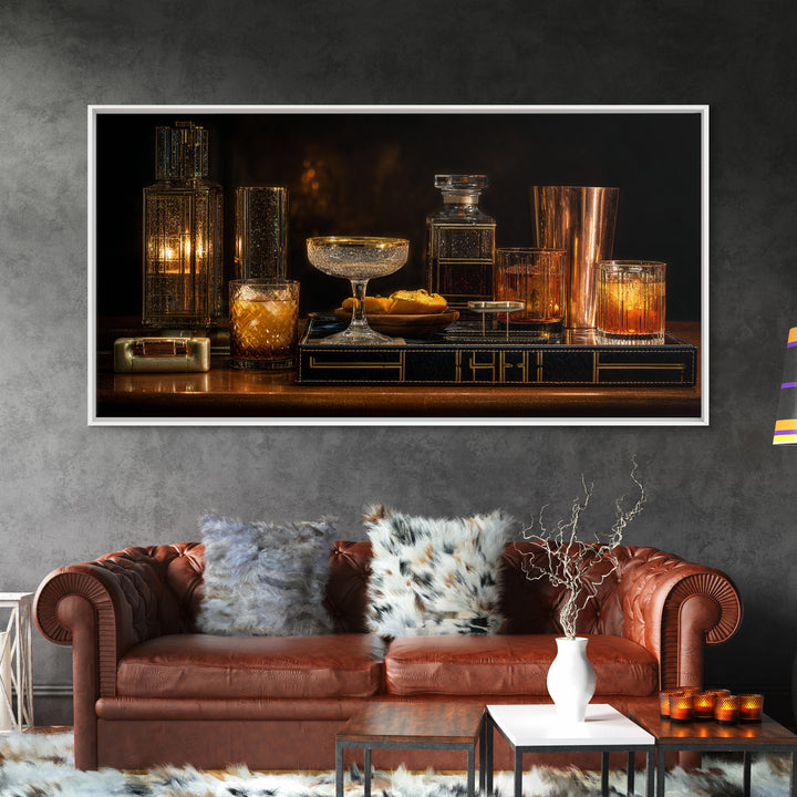 Champagne Coupe Tower Framed Canvas Print, Bar Art, Minimalist Decor, Bar Decor, Fine Art, Digital Print, Apartment Decor, BAR-2x1-6
