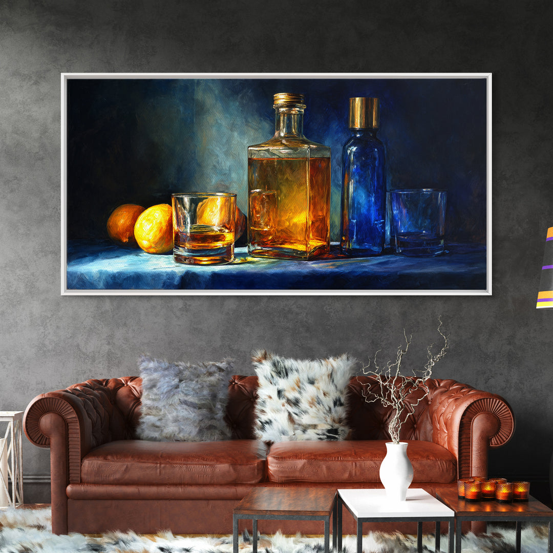 Smoked Glassware Study Framed Canvas Print, Bar Art, Gallery Decor, Bar Decor, Fine Art, Wall Art, Home Decor, BAR-2x1-67