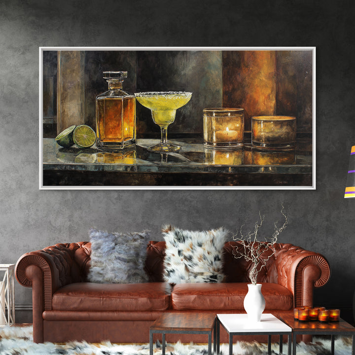 Classic Margarita with Salt Rim and Lime Framed Canvas Print, Bar Art, Art Print, Bar Decor, Fine Art, Kitchen Wall Decor, BAR-2x1-7