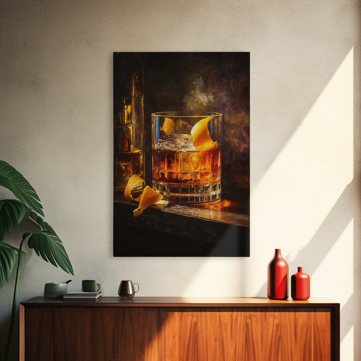 Cocktail Recipe Diagram Styled as Elegant Art Framed Canvas Print, Bar Art, Art Print, Bar Decor, Fine Art, Kitchen Wall Decor, BAR-2x3-100