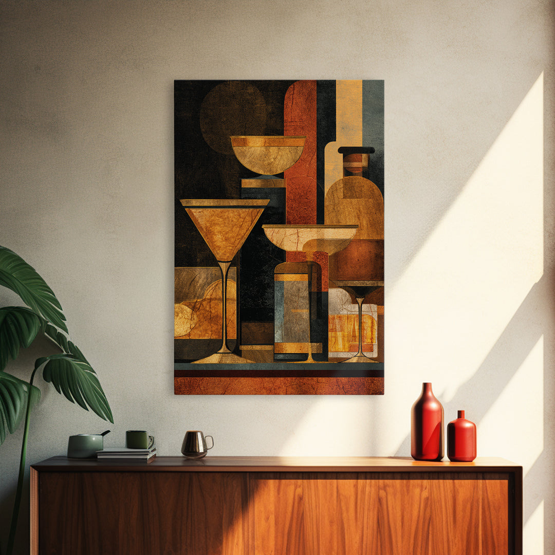 Retro Happy Hour Poster Canvas Print, Bar Art, Gallery Decor, Bar Decor, Fine Art, Wall Art, Home Decor, Wall Decor, BAR-2x3-16