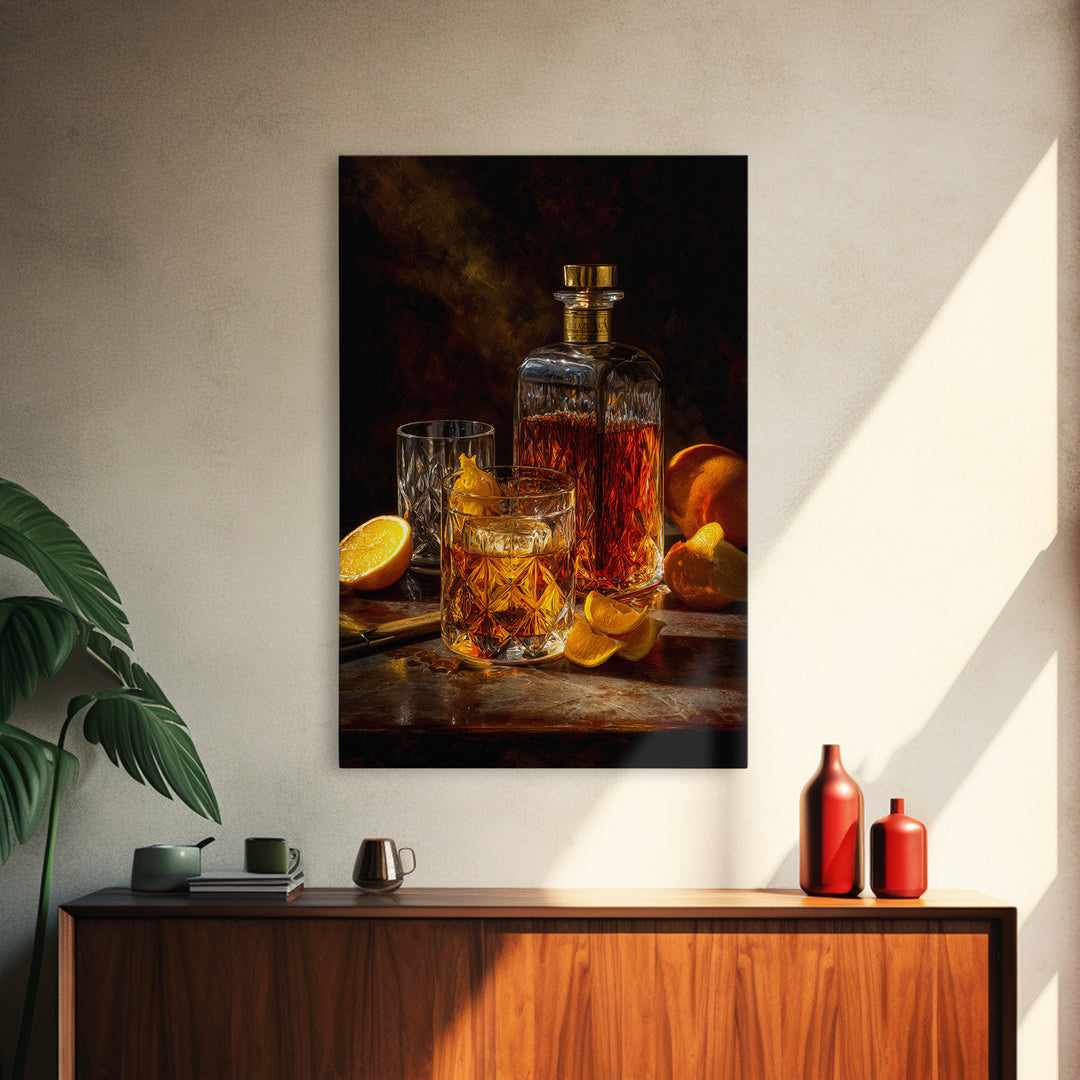 Cocktail Recipe Diagram Styled as Elegant Art Framed Canvas Print, Bar Art, Wall Decor, Bar Decor, Fine Art, BAR-2x3-52