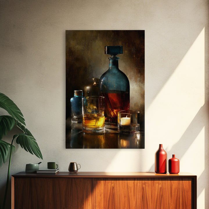 Smoked Glassware Study Canvas Print, Bar Art, Fine Art Print, Bar Decor, Fine Art, Metal Wall Art, Canvas Wall Art, BAR-2x3-7