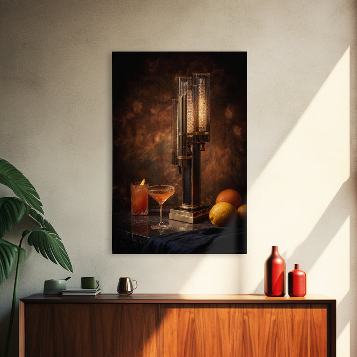 Champagne Coupe Tower Framed Canvas Print, Bar Art, Bar, Bar Decor, Fine Art, Living Room Art, Coffee Bar, Cocktail Wall Art, BAR-2x3-90