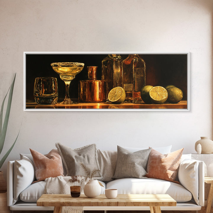 Classic Margarita with Salt Rim and Lime Canvas Print, Bar Art, Fine Art Print, Bar Decor, Fine Art, Metal Wall Art, BAR-3x1-3