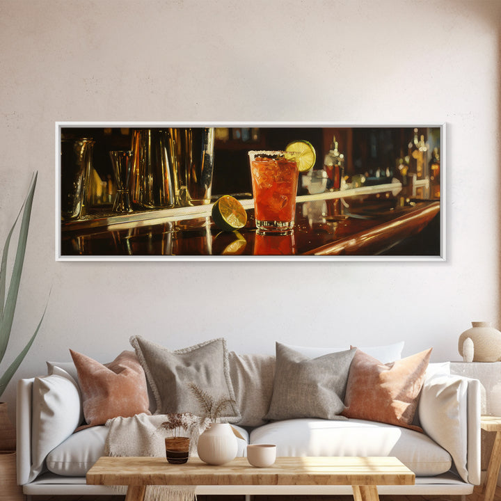 Classic Margarita with Salt Rim and Lime Canvas Print, Bar Art, Bar Sign, Bar Decor, Fine Art, Coffee Bar, Cocktail Wall Art, BAR-3x1-75
