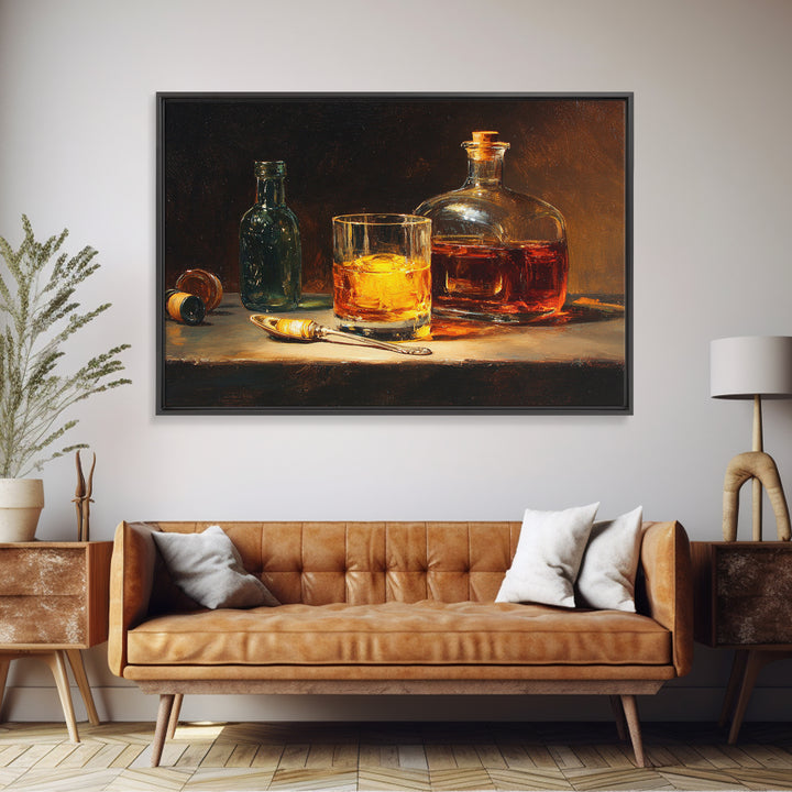 Orange Bitters and Bar Spoon Still Life Framed Canvas Print, Bar Art, Coffee Bar, Bar Decor, Abstract Art, Room Decor, BAR-3x2-25