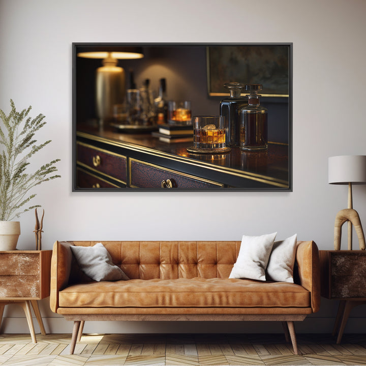 Midnight Manhattan Cocktail Framed Canvas Print, Bar Art, Bar Signs, Bar Decor, Fine Art, Modern Decor, Fine Art Print, BAR-3x2-28