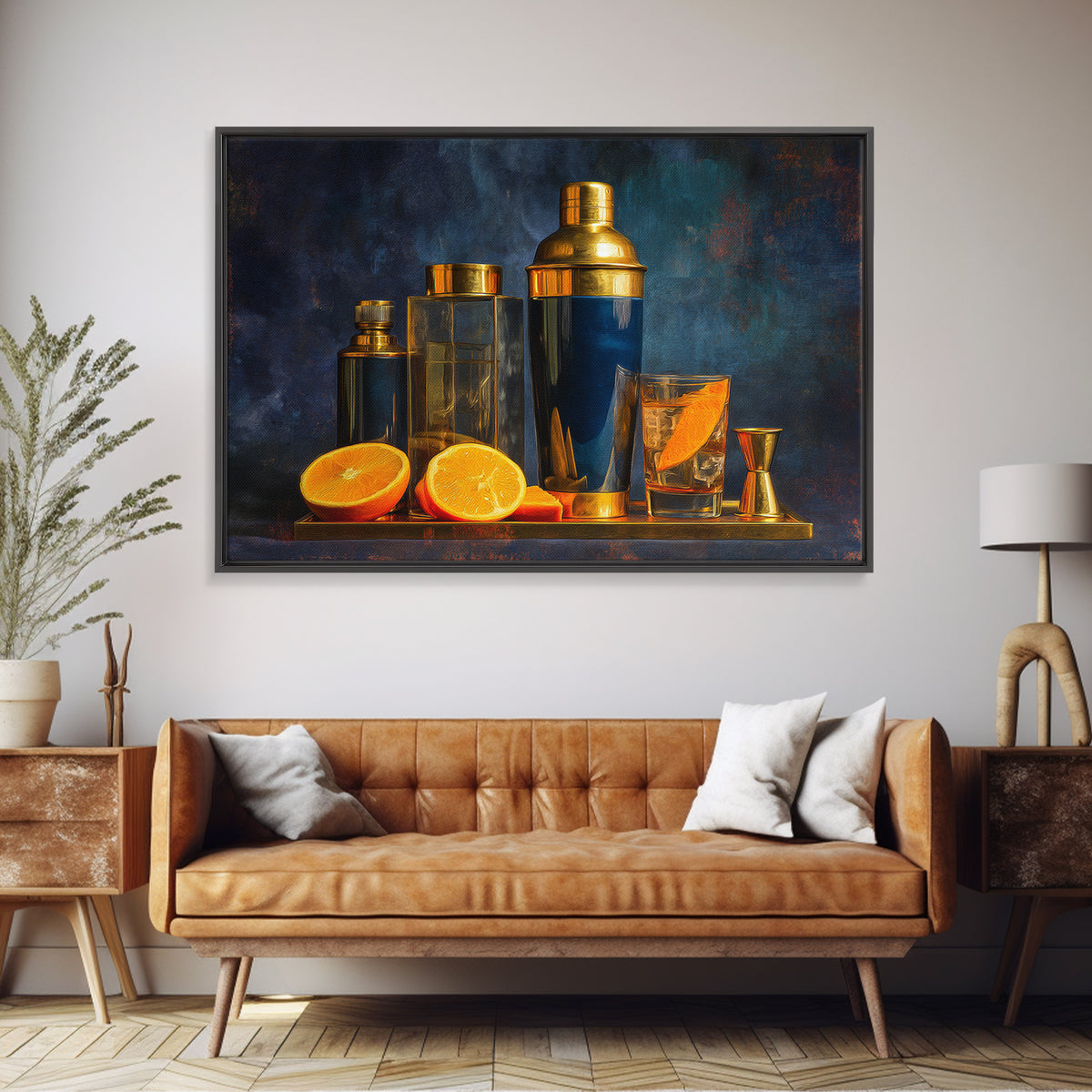 Speakeasy Key and Cocktail Shaker Composition Canvas Print, Bar Art, Minimalist Decor, Bar Decor, Fine Art, Digital Print, BAR-3x2-68