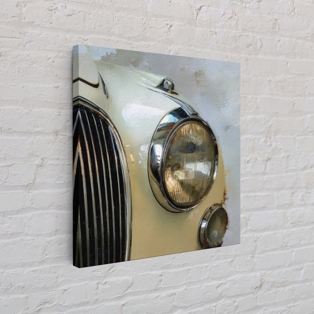 Classic Car Front Grill Closeup Canvas Print, Basement Art, Digital Art Download, Living Room Decor, Oil Painting, Retreat, BAS-1x1-22