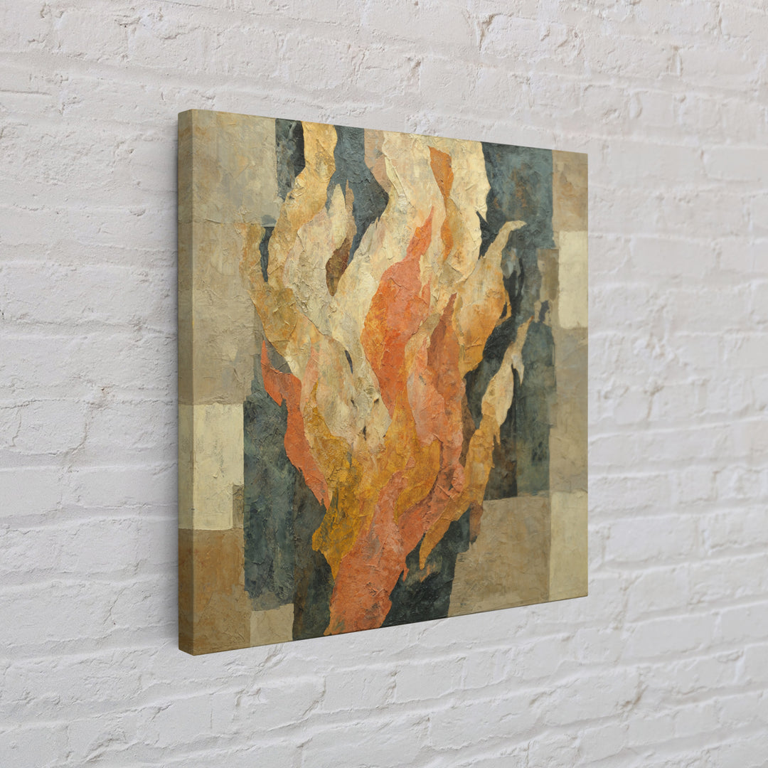 Moody Abstract Flames and Smoke Composition Framed Canvas Print, Basement Art, Rustic Wall Art, Living Room Decor, Abstract Art, BAS-1x1-24