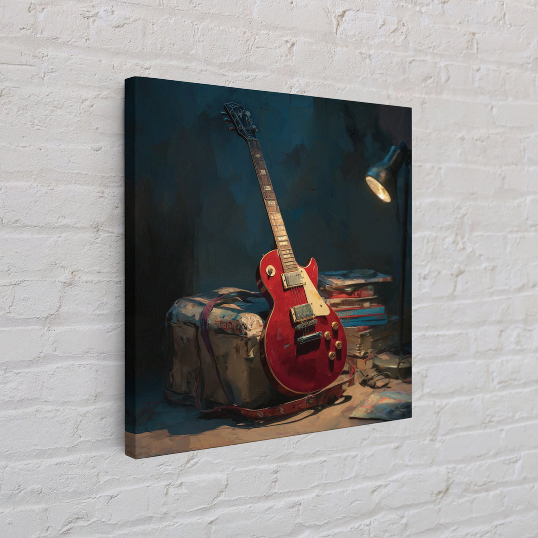Classic Rock Guitar Still Life Framed Canvas Print, Basement Art, Fine Art Print, Living Room Decor, Fine Art, Retreat, BAS-1x1-29