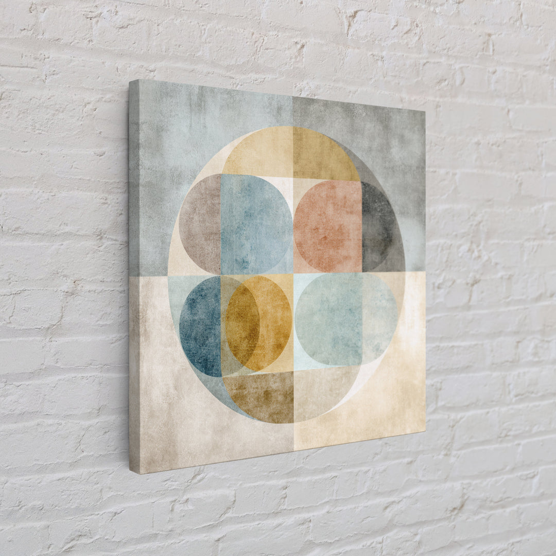 Dartboard Circular Color Composition Framed Canvas Print, Basement Art, Cocktail Prints, Living Room Decor, Abstract Art, BAS-1x1-42