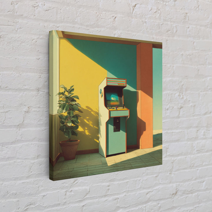 Retro Arcade Cabinet Graphic Framed Canvas Print, Basement Art, Art Print, Living Room Decor, Watercolor Art, Retreat, BAS-1x1-73