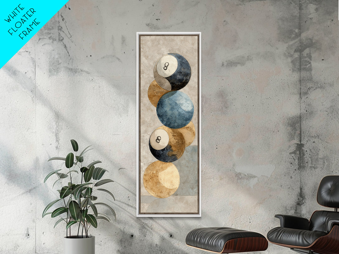 Bold Billiards Eight Ball Composition Canvas Print, Basement Art, Canvas, Living Room Decor, Fine Art, Retreat, Bar Art, BAS-1x3-40