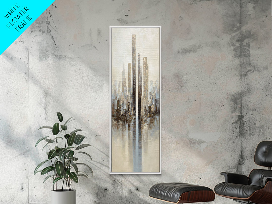 Dark Abstract City Skyline Canvas Print, Basement Art, Classroom Decor, Living Room Decor, Abstract Art, Retreat, BAS-1x3-43