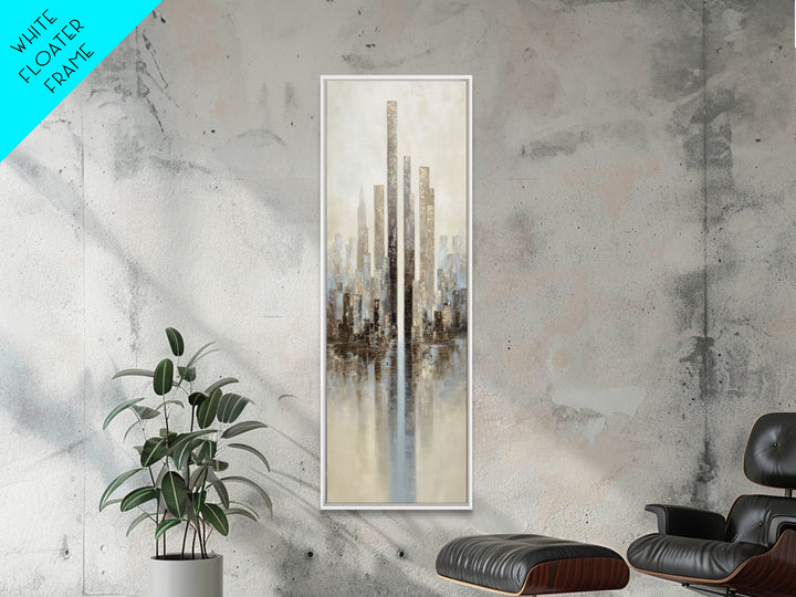 Dark Abstract City Skyline Canvas Print, Basement Art, Classroom Decor, Living Room Decor, Abstract Art, Retreat, BAS-1x3-43
