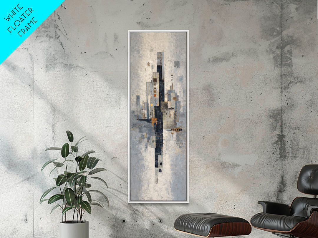 Dark Abstract City Skyline Canvas Print, Basement Art, Bar Wall Art, Living Room Decor, Abstract Art, Retreat, Neutral Decor, BAS-1x3-67