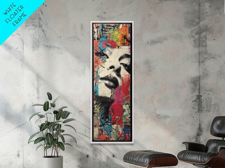 Urban Brick Graffiti Panel Framed Canvas Print, Basement Art, Digital Art Download, Living Room Decor, Fine Art, Retreat, BAS-1x3-83