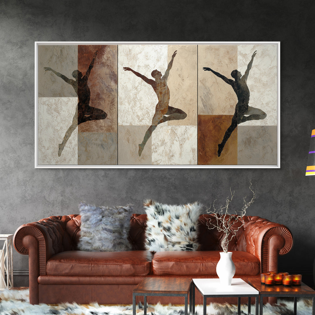 Large Monochrome Sports Action Figure Silhouette Canvas Print, Basement Art, Wall Art, Living Room Decor, Fine Art, Retreat, BAS-2x1-36