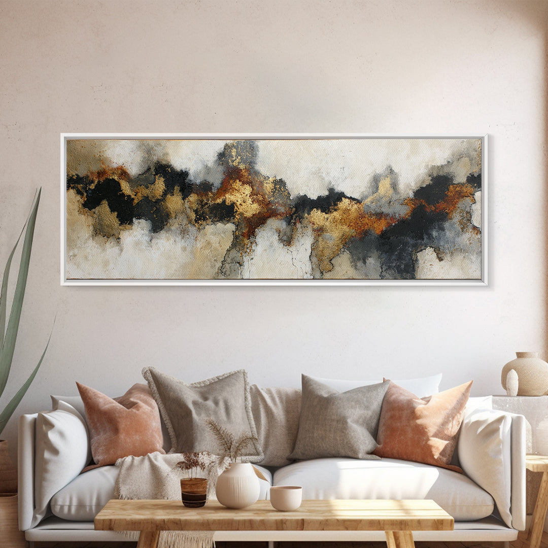 Moody Abstract Flames and Smoke Composition Canvas Print, Basement Art, Gallery Decor, Living Room Decor, Fine Art, Retreat, BAS-3x1-40