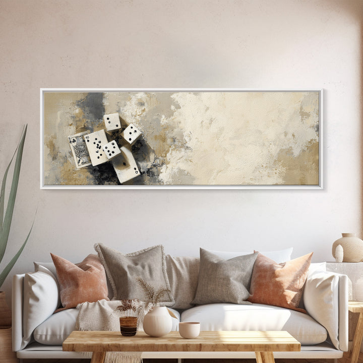 Poker Cards and Dice Canvas Print, Basement Art, Art Print, Living Room Decor, Retreat, Digital Wall Art, Classroom Decor, BAS-3x1-48