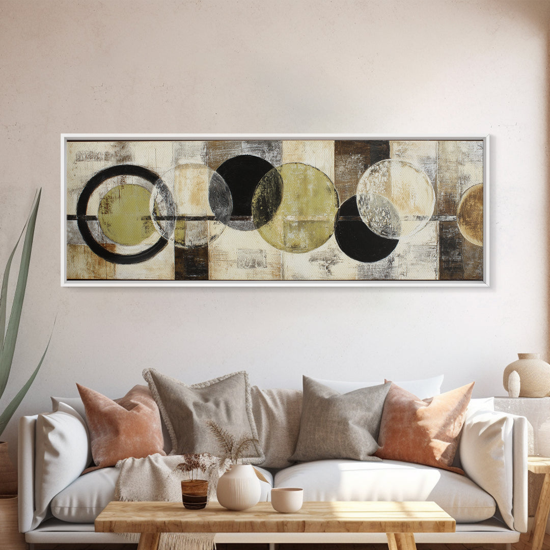Vinyl Record and Headphones on Worn Wood Framed Canvas Print, Basement Art, Rustic Decor, Living Room Decor, Fine Art, Retreat, BAS-3x1-73