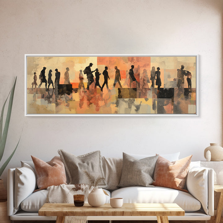 Large Monochrome Sports Action Figure Silhouette Canvas Print, Basement Art, Rustic Wall Art, Living Room Decor, Oil Painting, BAS-3x1-8